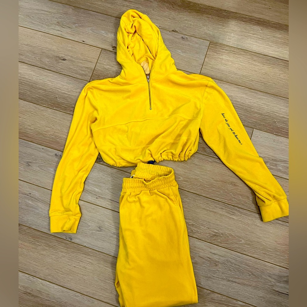 Danielle guizio sweatsuit in the color yellow. Size small